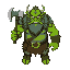 ogre monster with a viking outfit on with a battle axe in hand