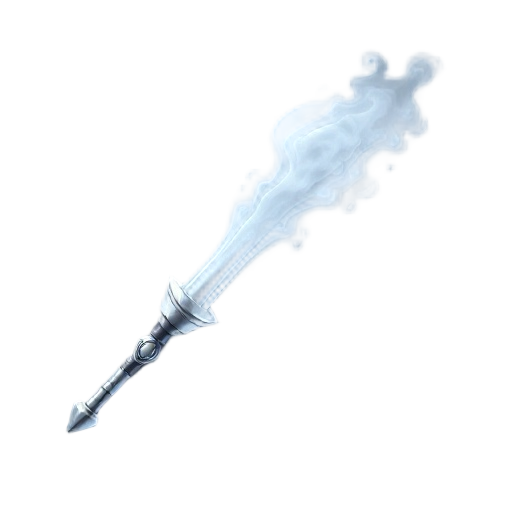 futuristic magic wand silver color dense smoke coming from the tip