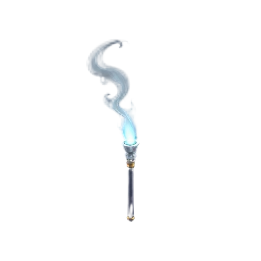 futuristic magic wand silver color smoke coming from the tip