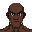 muscular bald black man face with eyes only 3 pixels wide