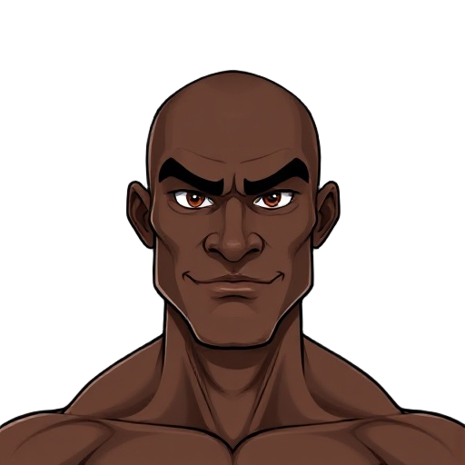 muscular bald black man face