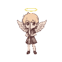 make a angel, chibi style, cute, with an sword in hand.