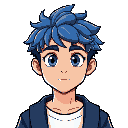 make a boy with curly blue hair