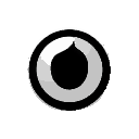 a white circle has a black eyes