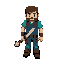 steve with a weapon for an rpg game(steve from minecraft) 