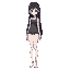 she has a slender build and stands about 165 cm tall. her skin is pale, almost ghostly, as if untouched by sunlight. she has long, straight black hair that gently falls over her shoulders. her eyes ar