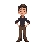 men his attire includes a dark shirt with rolled-up sleeves, practical trousers, and durable shoes for his work in the railway industry.