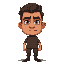 a man in his mid-thirties with an average height and sturdy build. his serious face has deep brown eyes, thick eyebrows, a straight nose, and thin lips. he has tan skin, dark circles under his eyes