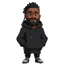 black male braids and a beard wearing a black hoodie