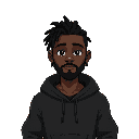black male braids and a beard wearing a black hoodie dark skin 