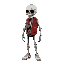 a skeleton with red leather jacket on a hoddie , black leather pants on bottom , white sneakers , skull head like t800 from terminator , reaper