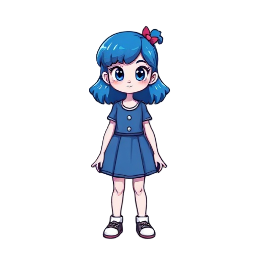 blue girl 2d retro game character
