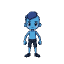 blue cartoon character pixel