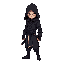 2d pixel game character which is assassin wearing black clothes and having katana