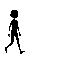 a pixel black shadow figure walking