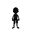 a pixel black shadow figure standing