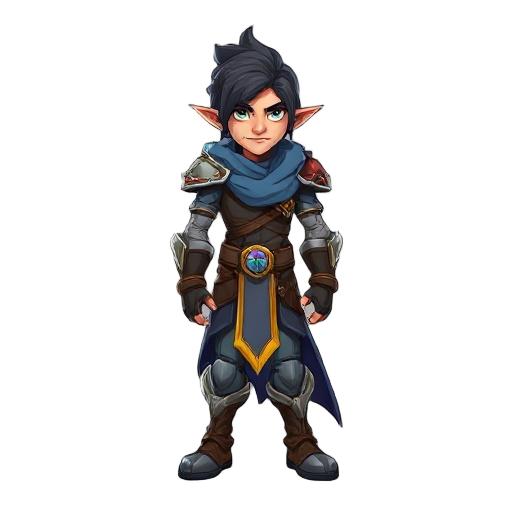 create a highly detailed, visually striking game character. the character should have a unique and memorable appearance, with a strong sense of personality and story. fantasic hero maybe mediaval