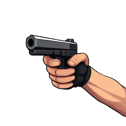 realistic male arms holding a modern pistol aiming forward,  realistic textures , tactical gloves