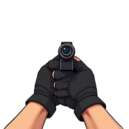 first-person shooter perspective, realistic male arms holding a modern pistol aimed forward, not at the camera, fps view with gun centered and pointed straight ahead, tactical gloves, detailed weapon 