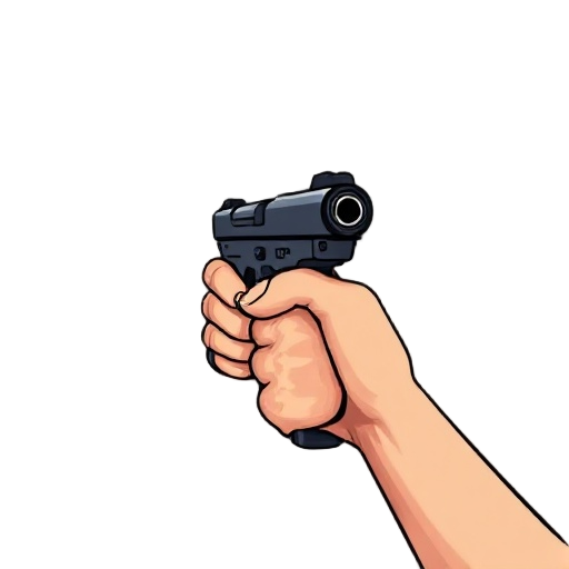 first-person shooter perspective, realistic male arms holding a modern pistol aiming forward,  realistic textures 