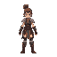 create a 2d pixel art sprite sheet for a unity game, featuring a female warrior character with a style similar to the reference image. the character should have the following details:  gender: female 