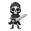 generate a skeleton character with holding a sword
