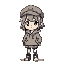 undertale style, undertale, a young playful and sweet girl with a puffy hoodie and a newsboy hat she has short messy hair 