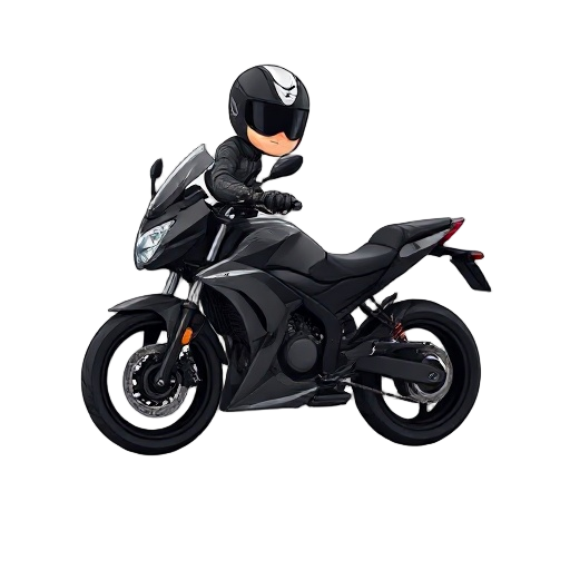 motociclista de negro