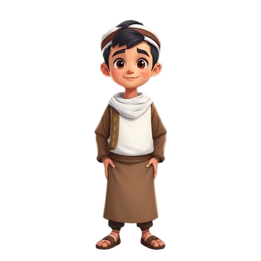 arab young boy with white top and brown shirts, with do'ppi