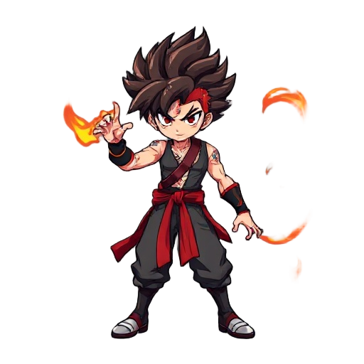 crie uma sprite do yujiro hama como se ele tivesse o poder da kurama