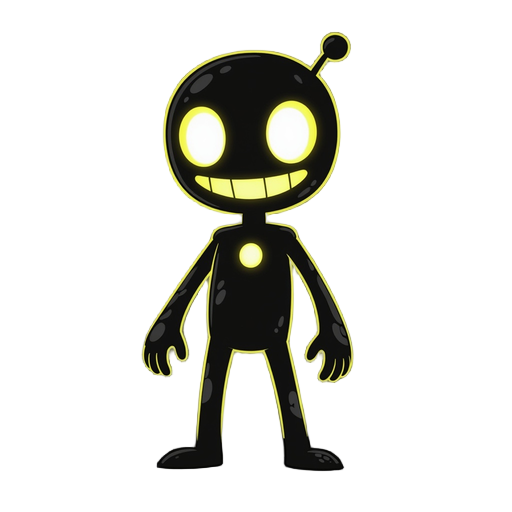 a glowing doodle character like hollownight sing yellow glow color