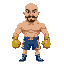 bald boxeur with moustaches and goatee. golden boxing gloves and america flag  short pants