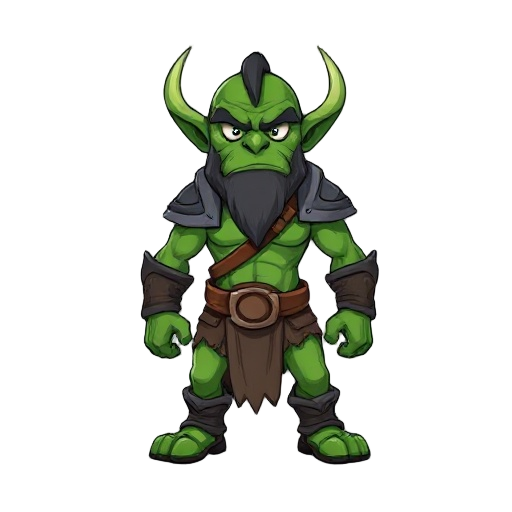 orc, green, cartoon, warrior