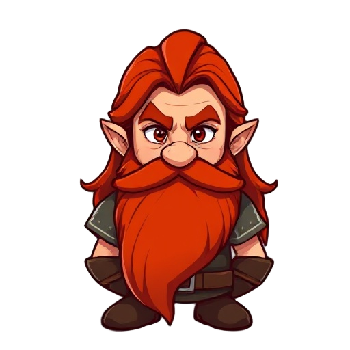 red dwarf warrior with long red hair and beard