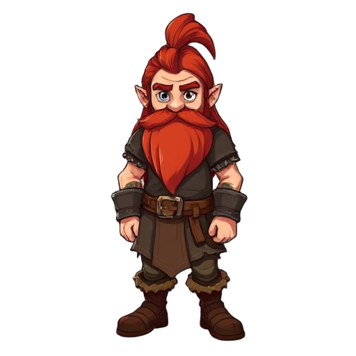 red dwarf warrior with long red hair and beard