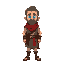 a roman merchant, casual clothes, middle aged, iron age, red scarf, blue eyes