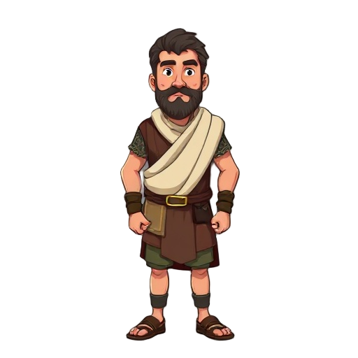 a roman merchant, casual clothes, middle aged, iron age