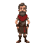 a realistic roman merchant, casual clothes, middle aged, iron age, red scarf, blue eyes