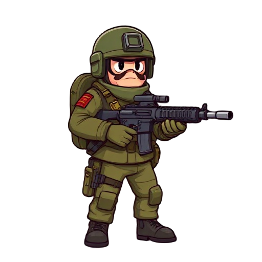 a soldier with a machine gun