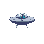 8-bit alien flying saucer with one eye as a top