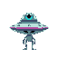8-bit alien flying saucer with one eye as a top