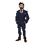 a man with dark blue suit. (1800s years)