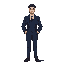 a man with dark blue suit. (1800s years)