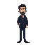 a man with dark blue suit. (1800s years)