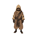 ninja in natural colored jedi robes in sekiro style