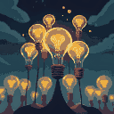 a picture of a bunch of light bulbs rising up, depicting the ideas in the human mind