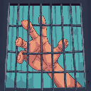 a hand of a person inside a cage, that is holding the cage, trying to escape