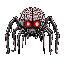 horror spider machine with encased human brain red eyes tubes metallic aggressive dangerous hunting