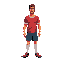 top-down perspective of a male soccer player standing on a green grassy field 16 bit aesthetic