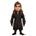 man, long brown hair, medieval black leather jacket